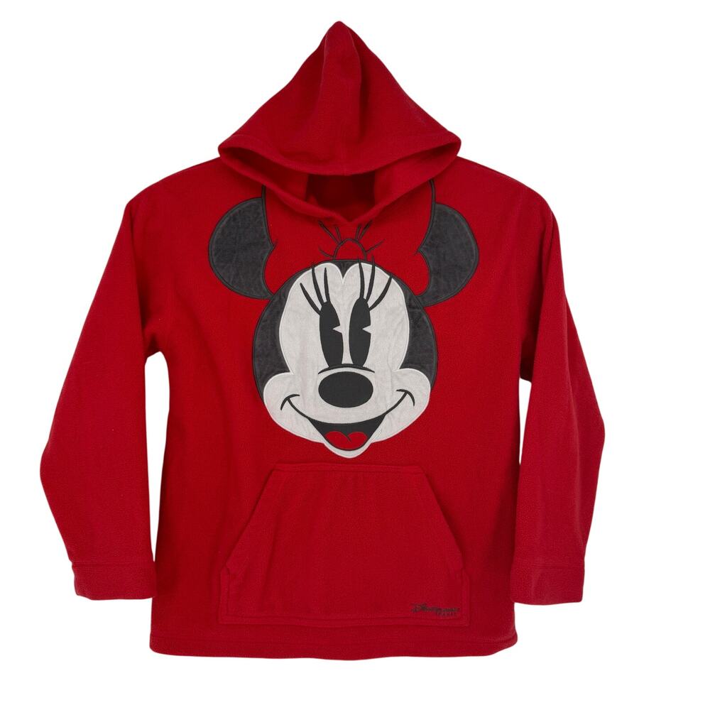 Disneyland Paris Minnie Mouse Fleece Hooded Pullover Red Size XL‎ Vintage